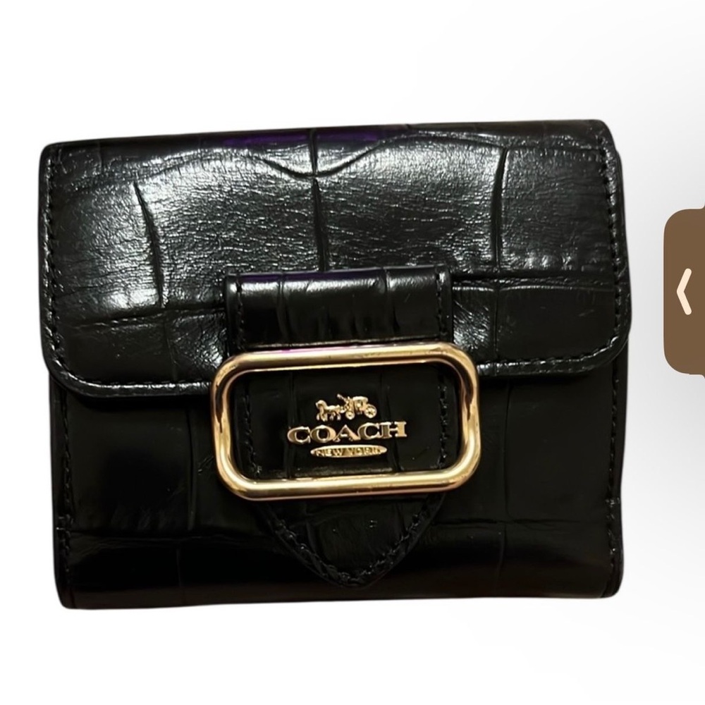 Coach Black Leather Wallet with Gold Hardware